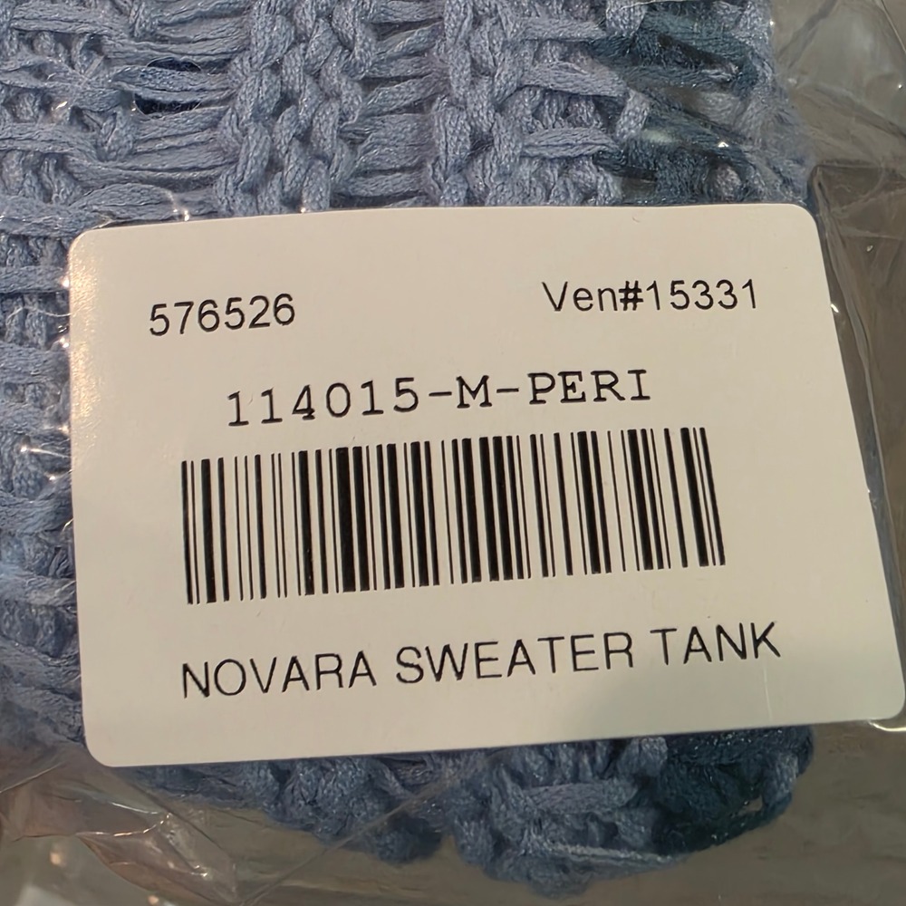 Sundance Novera Sweater Tank Periwinkle Blue Knit Sz Medium Fair Isle Cotton - Picture 10 of 12